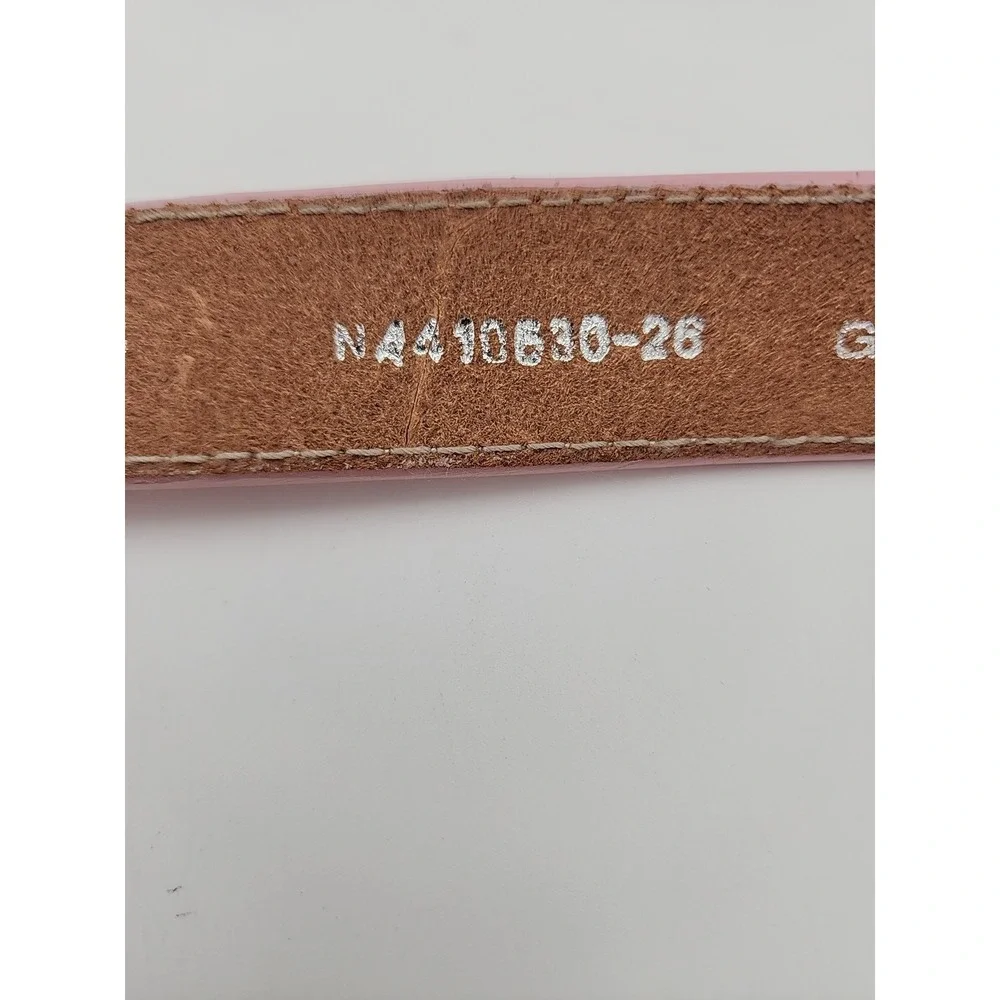 Nocona Belt Co Girls Pink Floral Tooled Leather Belt W/Horsehead Buckle 28